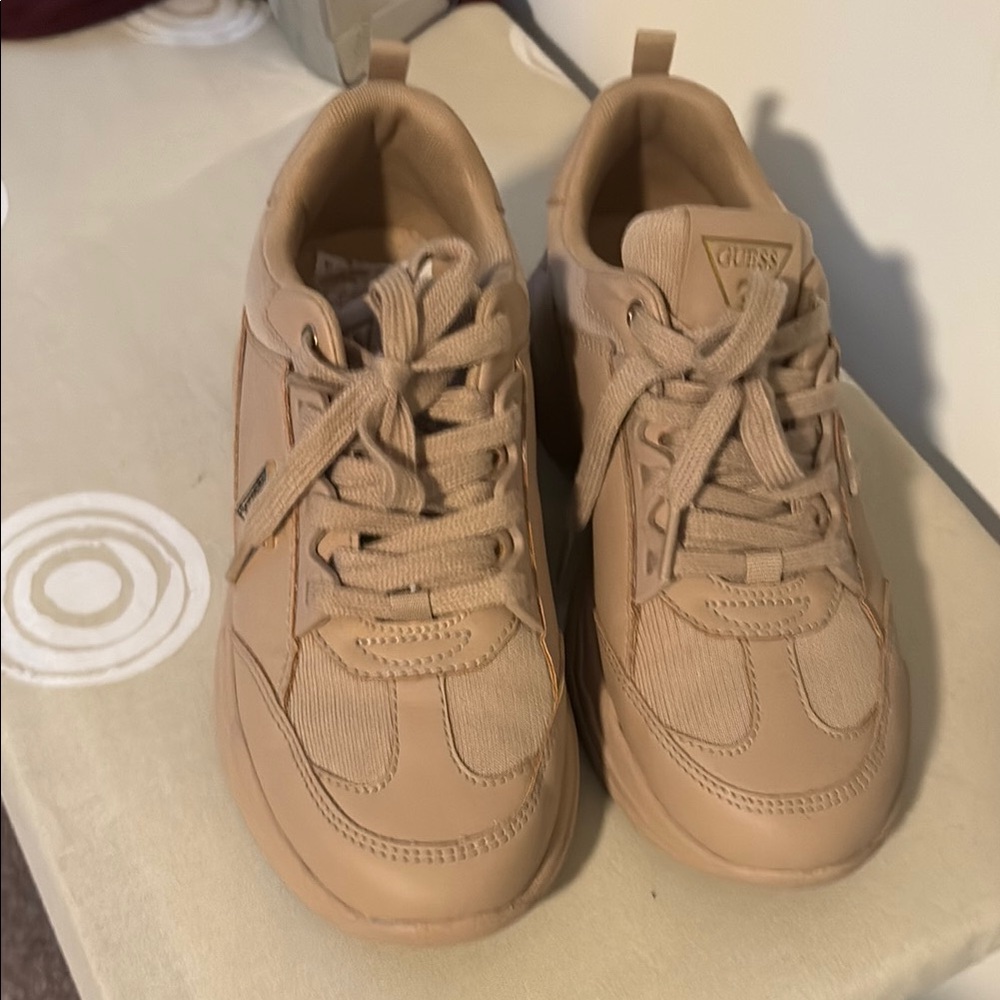 G by Guess Tan Sneakers Soft Suede-Like Flexible Sole